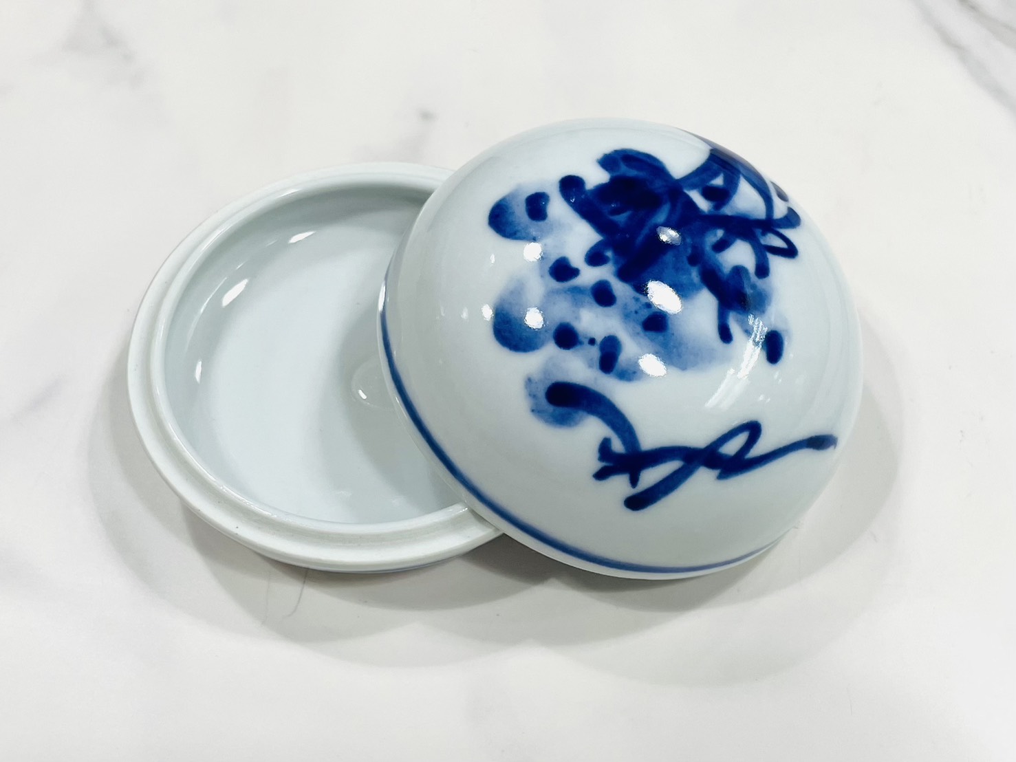 《二兩高蓋印缸 青花》 瓷印缸 印泥儲存盒 印缸  青花