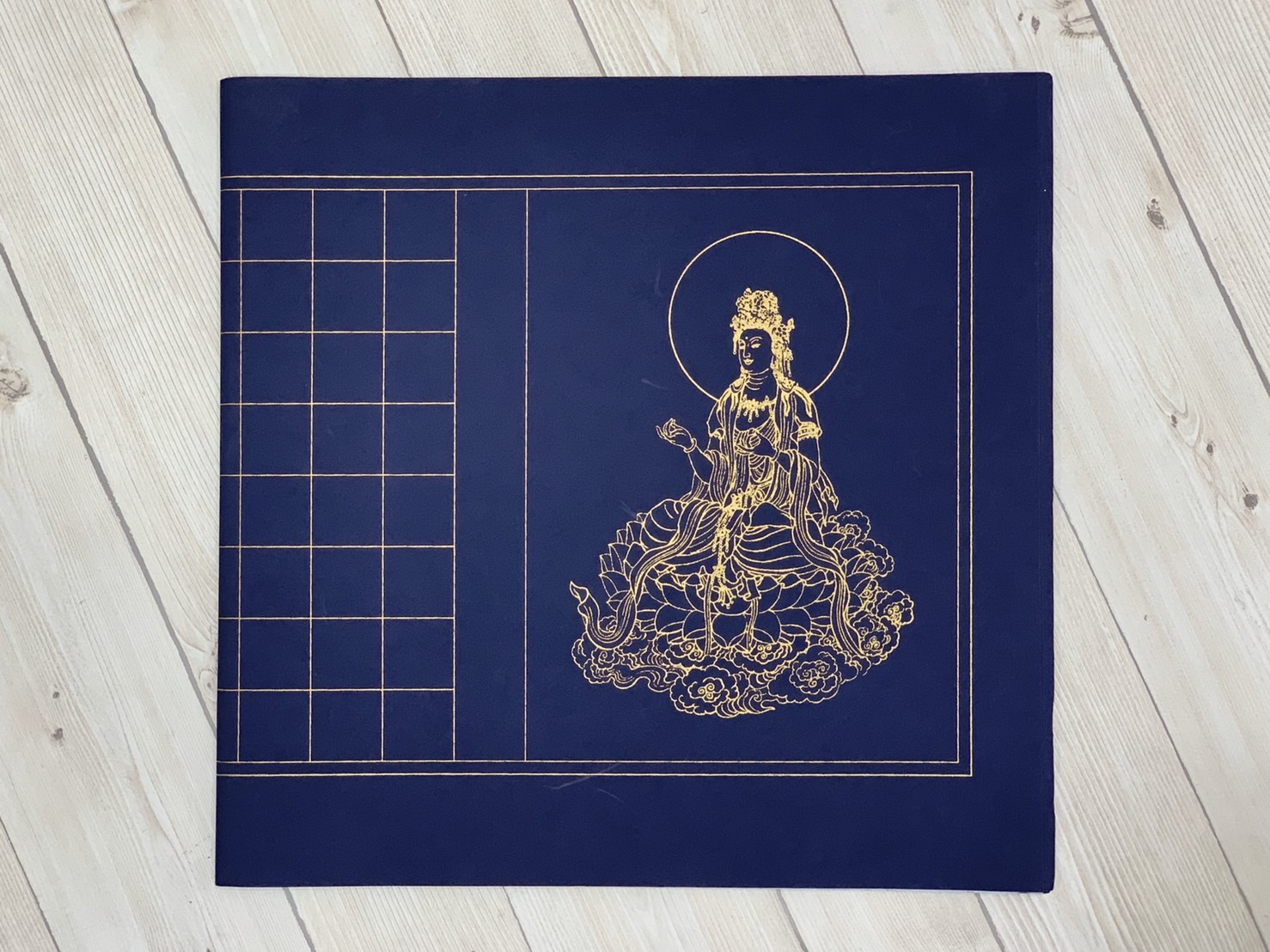 《佛像心經紙 慈青色》橫式  / 對開 / 手工宣