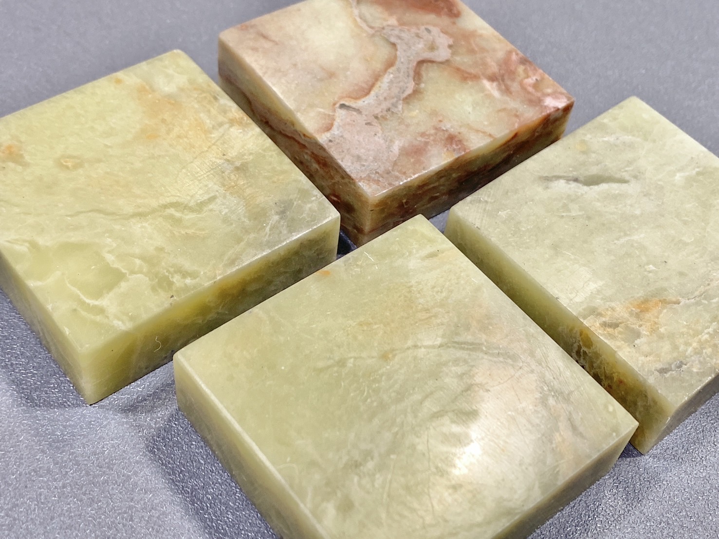 《花青田 扁章》 1.5x5x5 1.5*5*5 素章 規格章 篆刻 印石 青田石 練習石