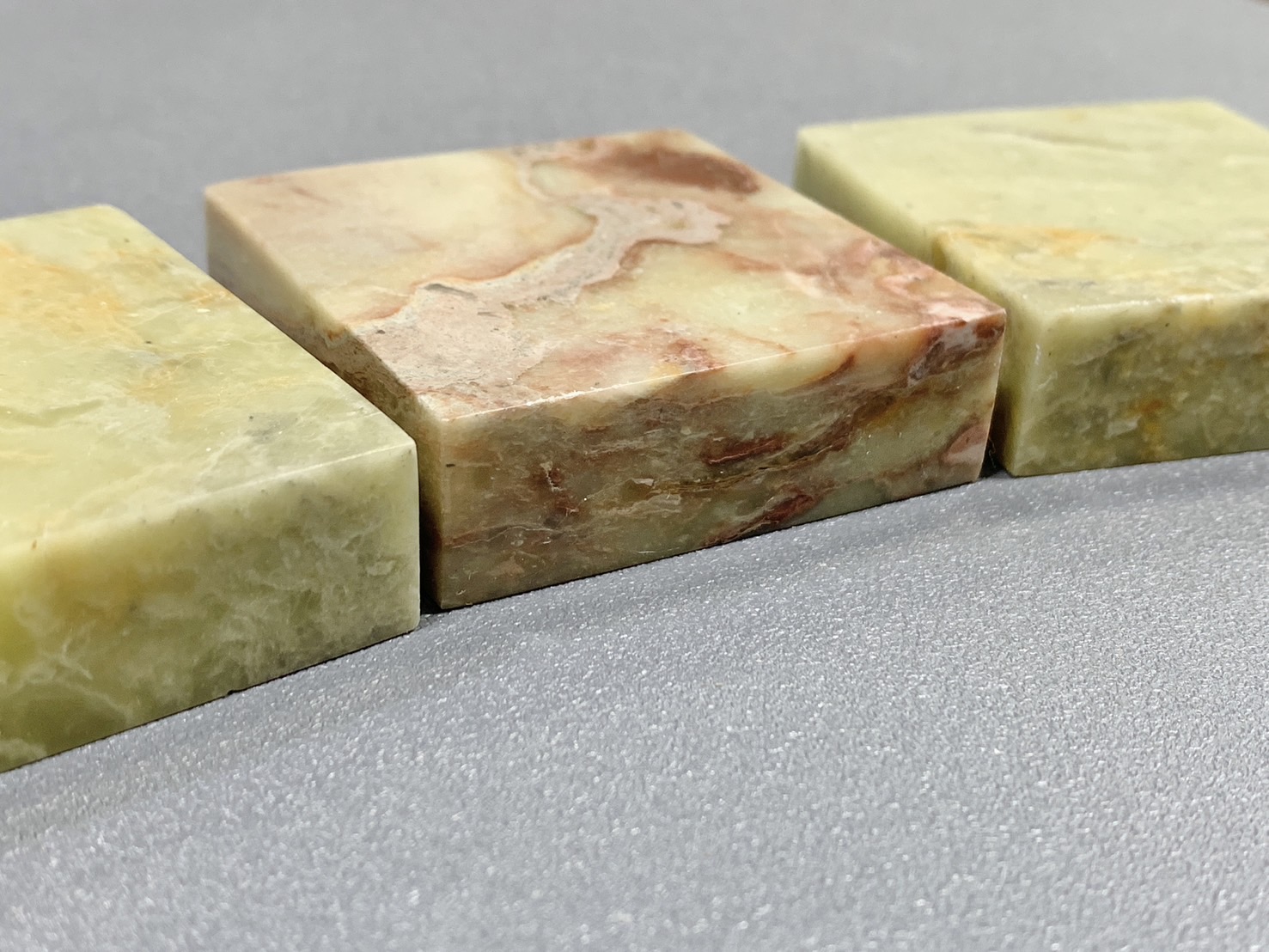 《花青田 扁章》 1.5x5x5 1.5*5*5 素章 規格章 篆刻 印石 青田石 練習石