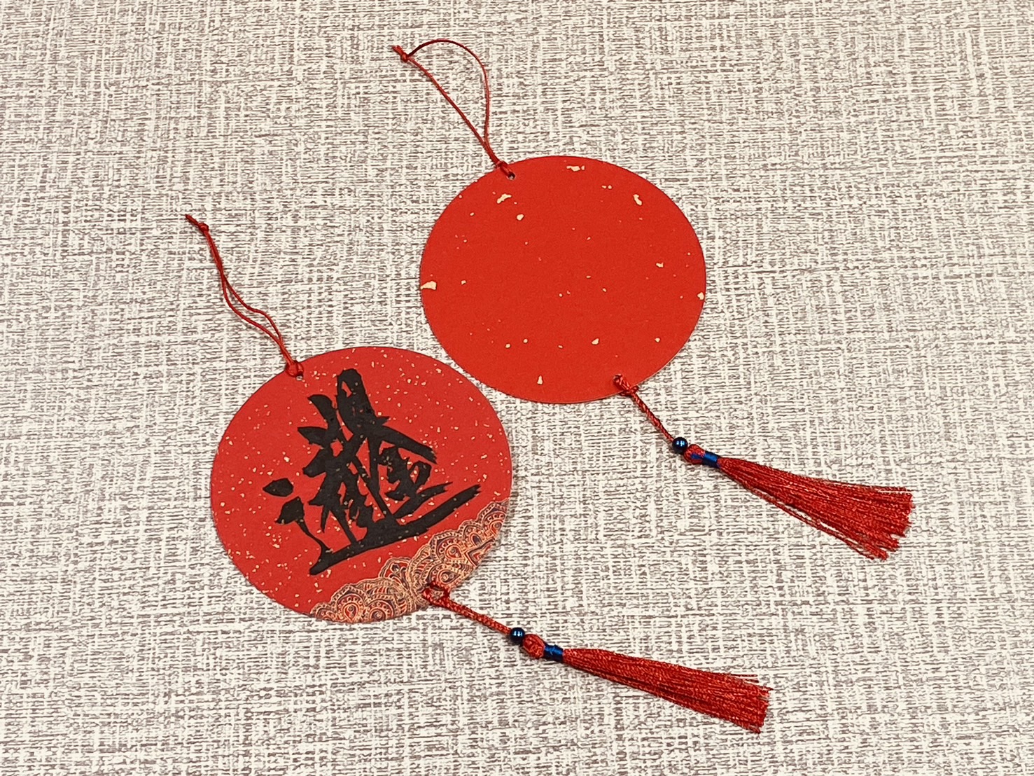 《宮廷春聯軟卡吊飾》 一包5入   燈籠形/圓形/正方形/葫蘆形/扇形 春聯小卡