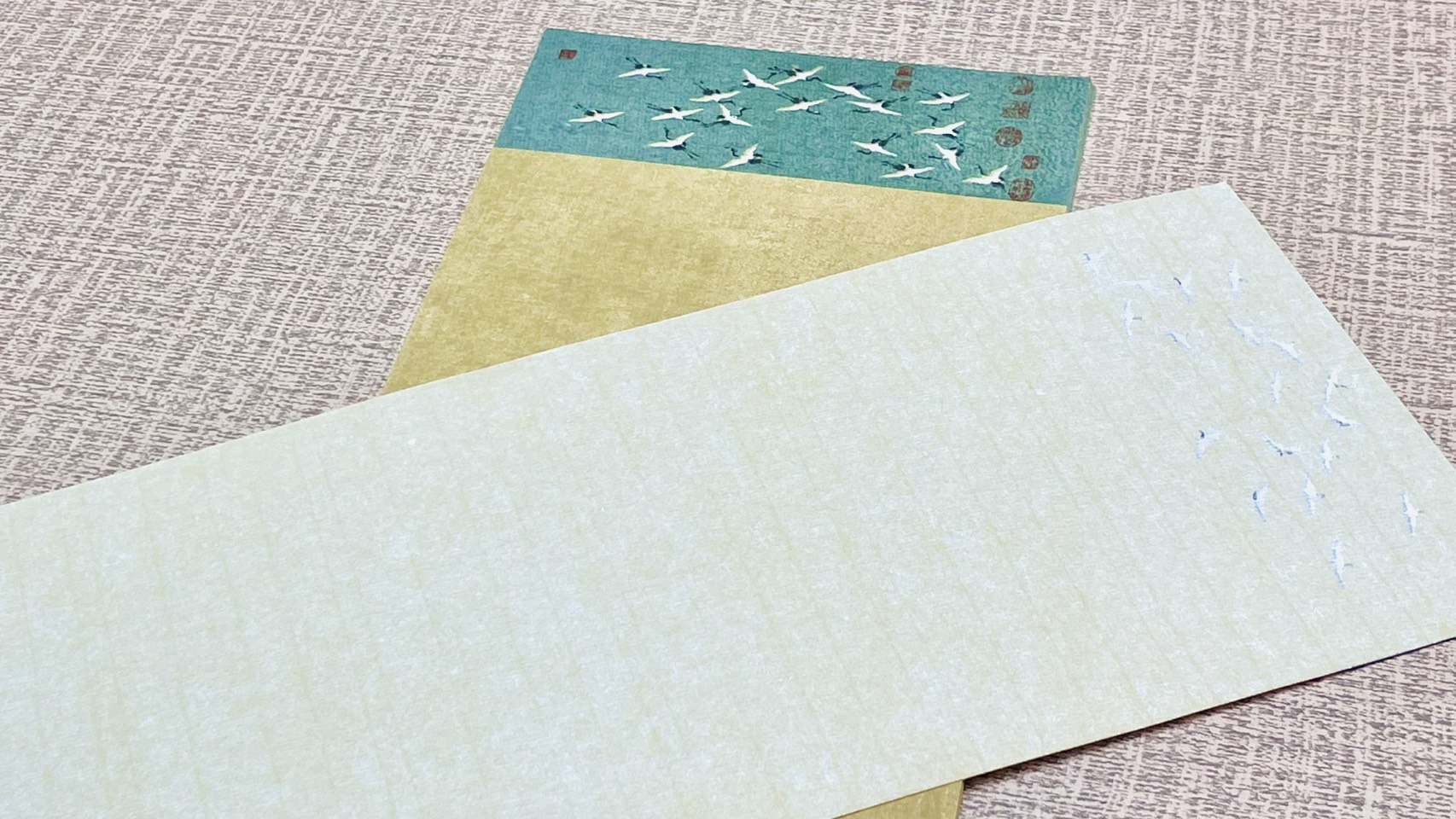 《蠟染瑞鶴圖手札》 半生熟宣 約14x34cm 書法小品