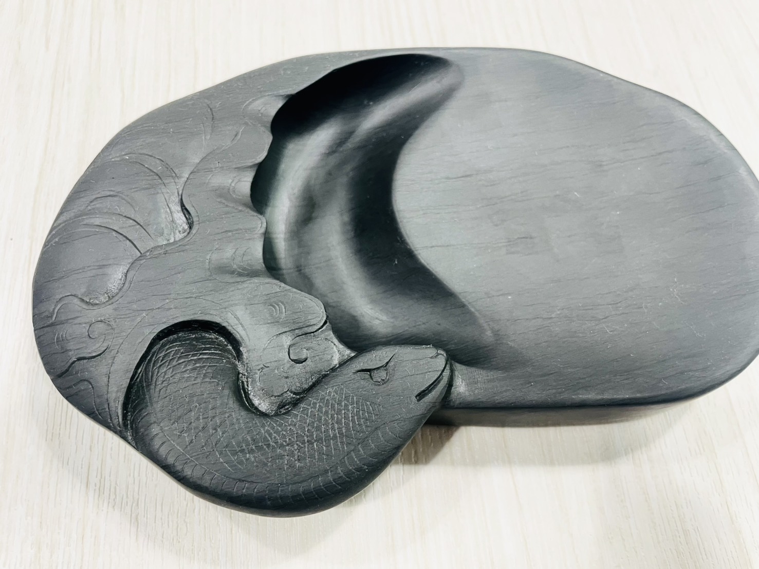 《細羅紋歙硯—蛇》硯台 歙硯 細羅紋 馬 十二生肖