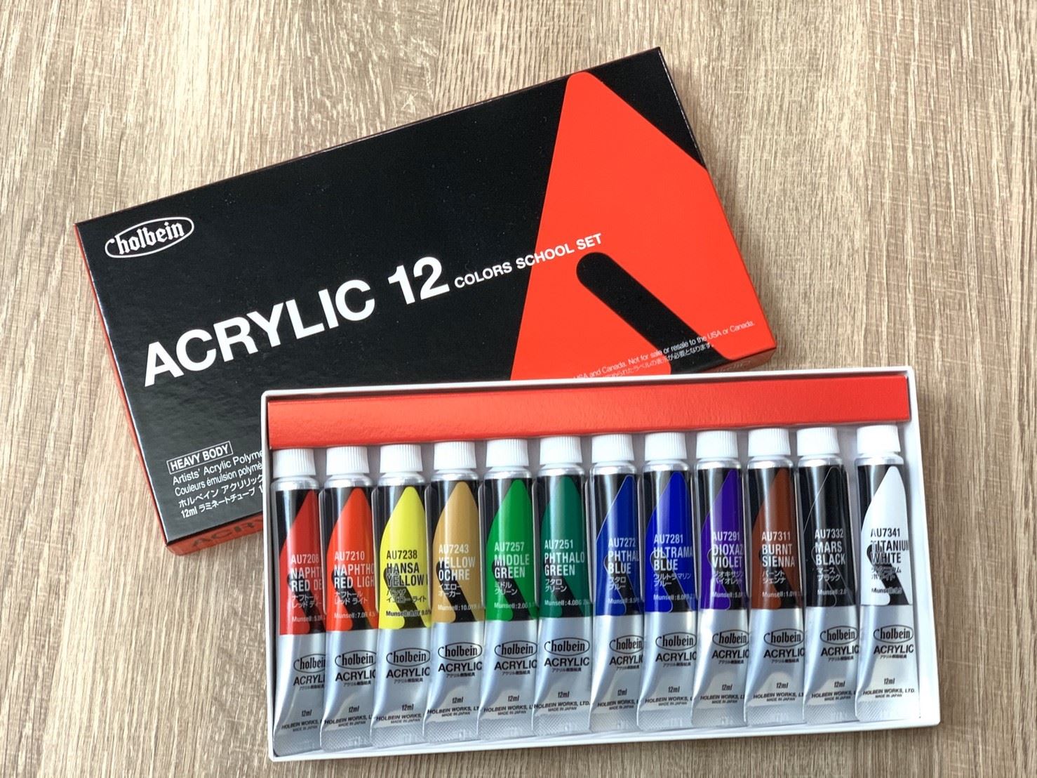 《好賓 HAU 重質壓克力顏料12ml 12色盒裝》ACRYLIC holbein