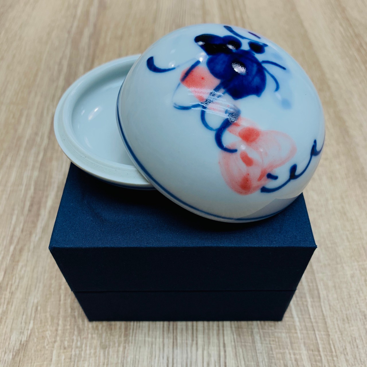 《二兩高蓋印缸 手繪青花》 瓷印缸 印泥儲存盒 印缸 