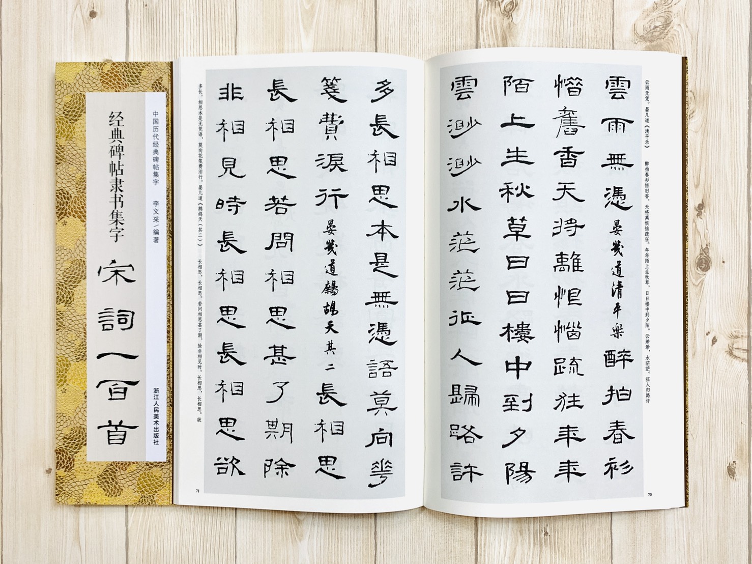 《集字宋詞一百首》一套五本 中國歷代經典碑帖集字 浙江人民美術出版社 隸書 智永 顏真卿 王羲之 米芾 宋詞 一百首