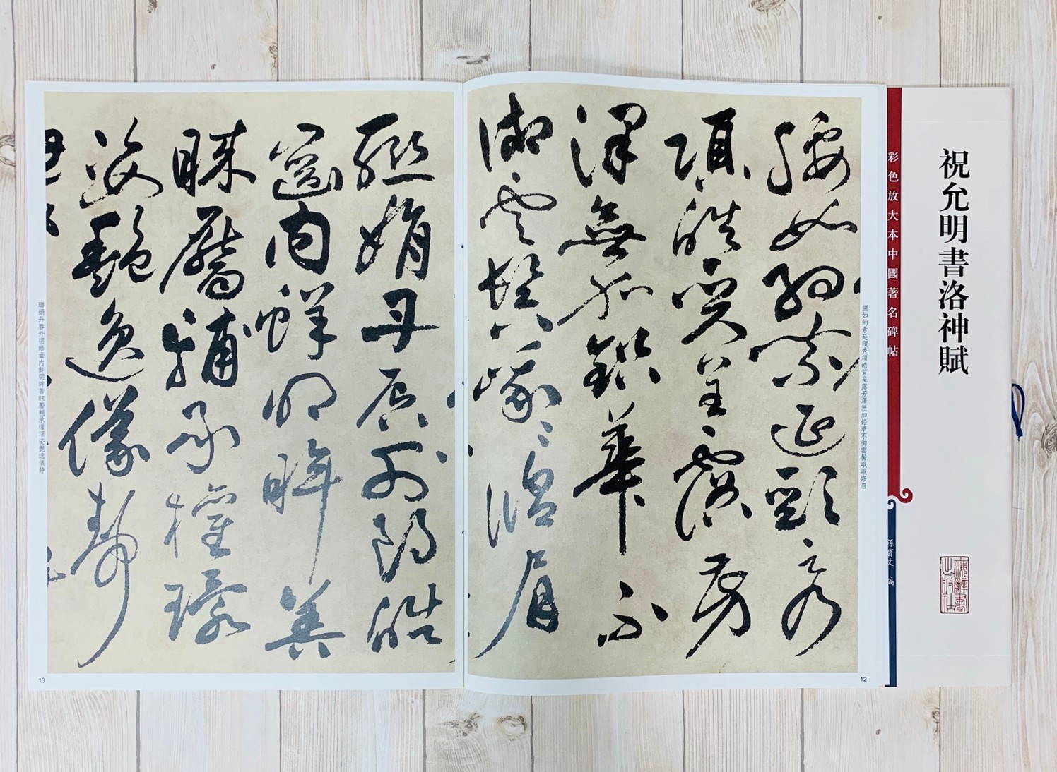 《祝允明書洛神賦 》 彩色放大 中國著名碑帖  上海辭書出版社