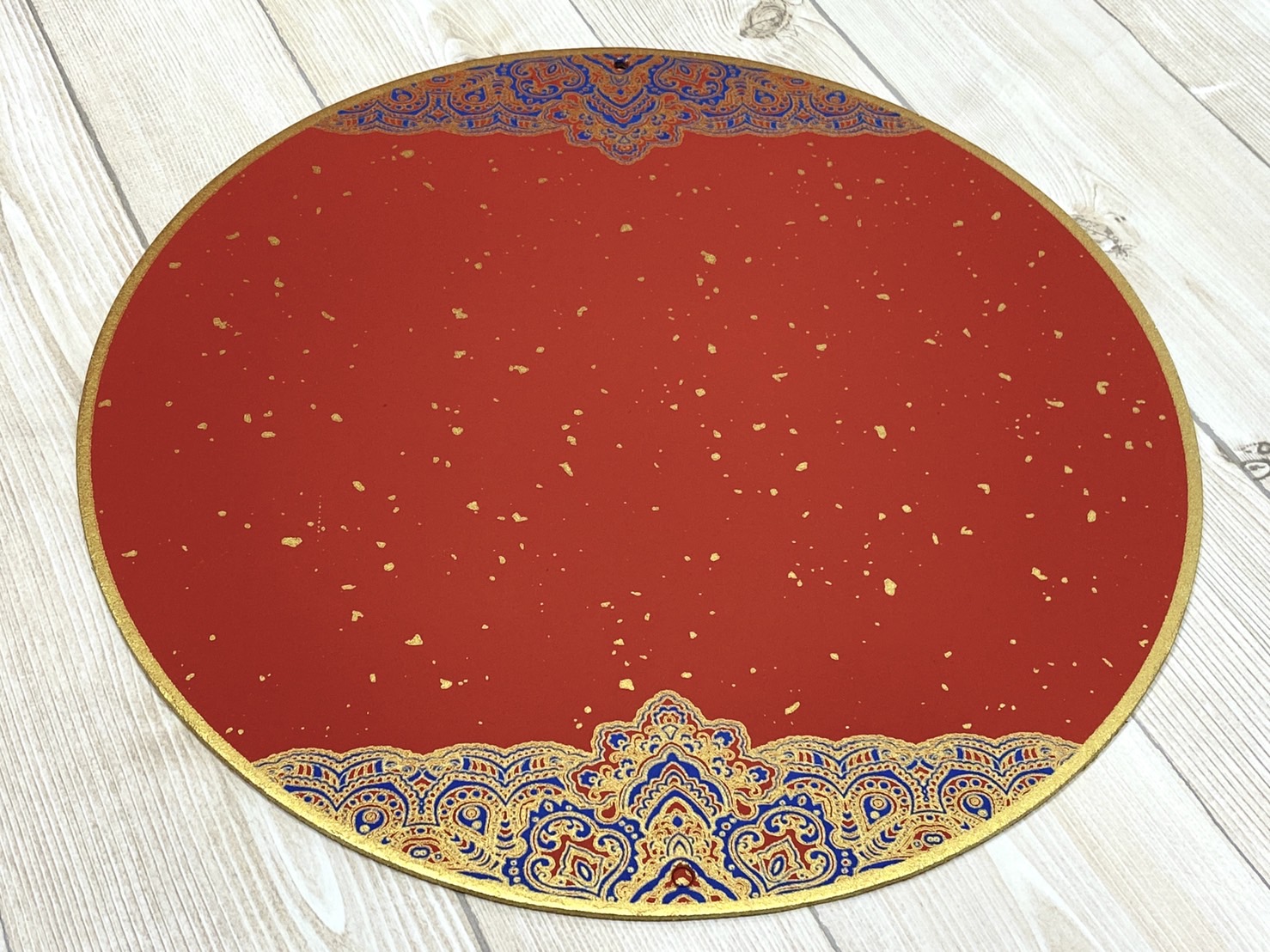 《圓形 畫仙版》 33x33cm 附中國結  / 福卡