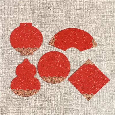 《宮廷春聯軟卡吊飾》 一包5入   燈籠形/圓形/正方形/葫蘆形/扇形 春聯小卡