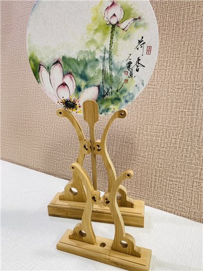 《楠竹原木團扇扇架》大號 團扇扇架 展示架